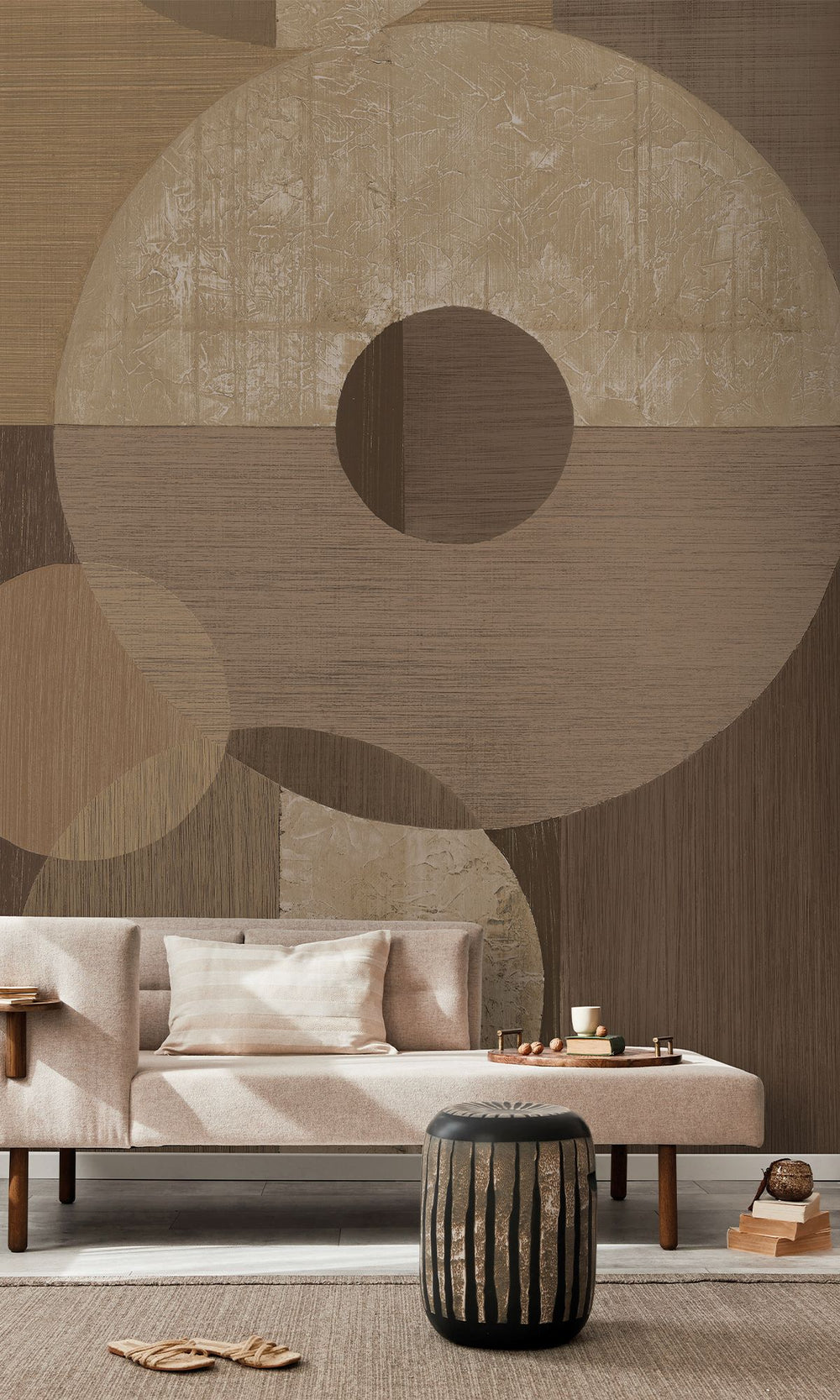 Baton & Bistre Brown Geometric Faux Wood Collage Wallpaper RM9066