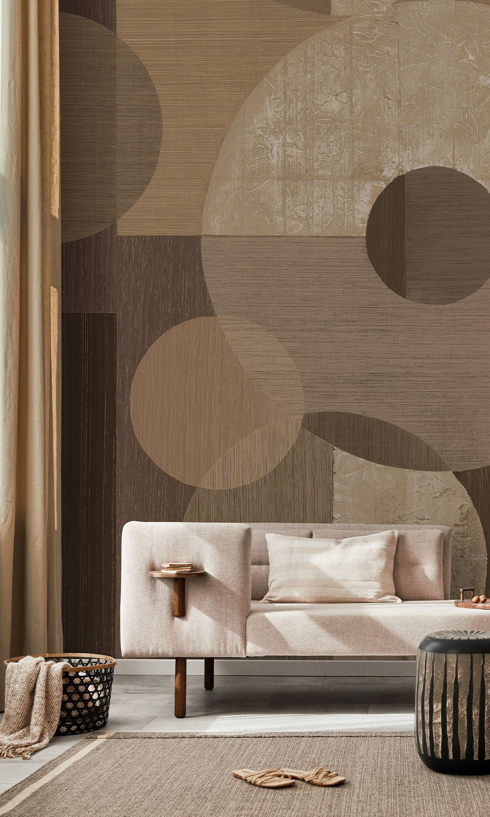 Baton & Bistre Brown Geometric Faux Wood Collage Wallpaper RM9066
