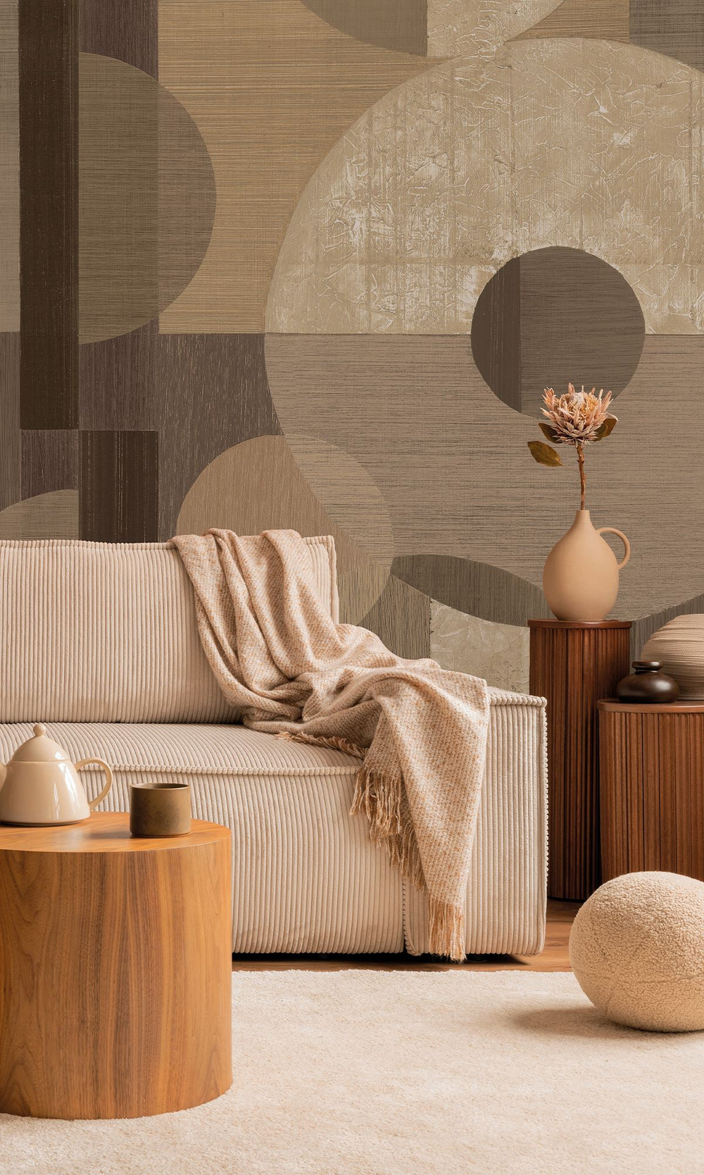 Baton & Bistre Brown Geometric Faux Wood Collage Wallpaper RM9066