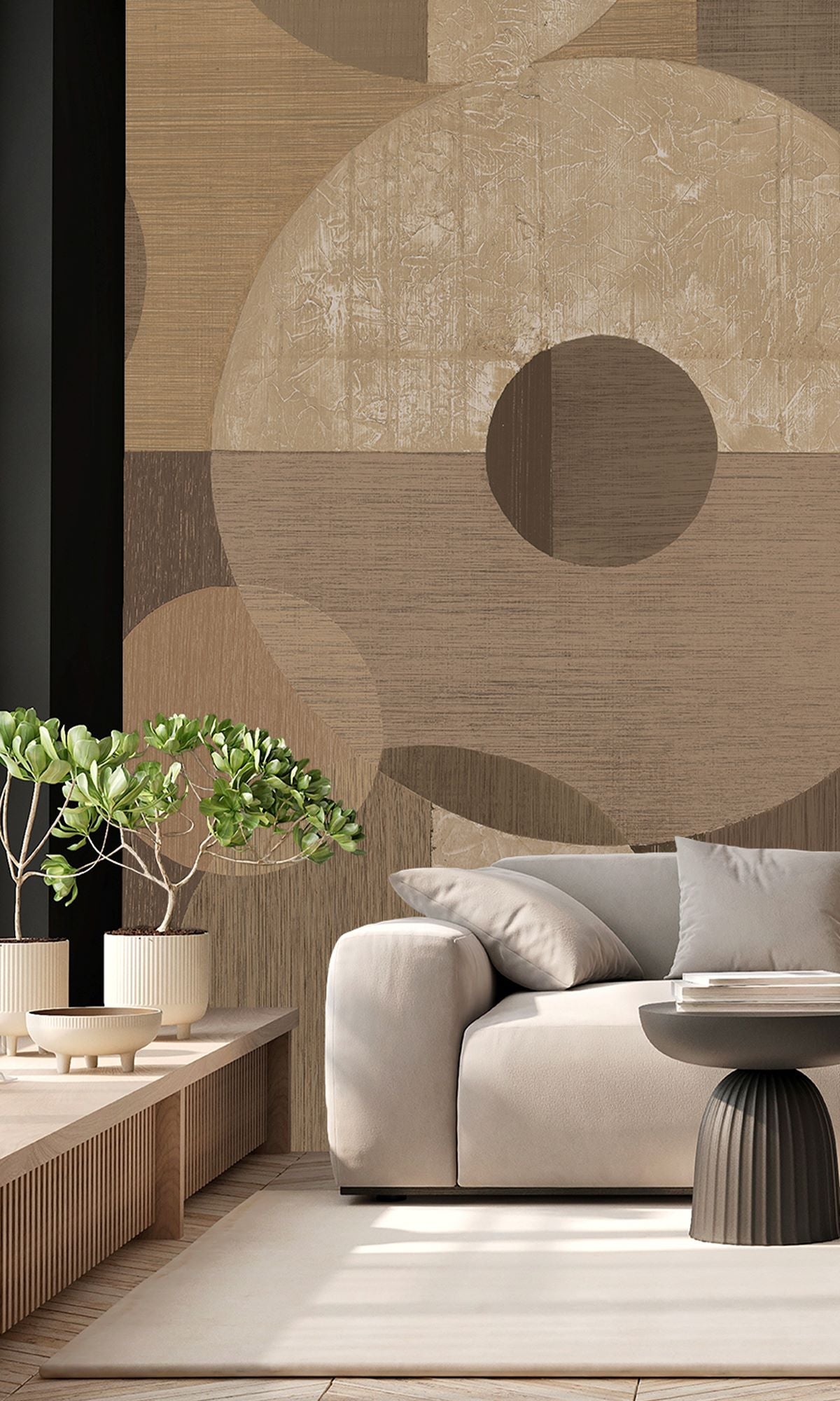 Baton & Bistre Brown Geometric Faux Wood Collage Wallpaper RM9066