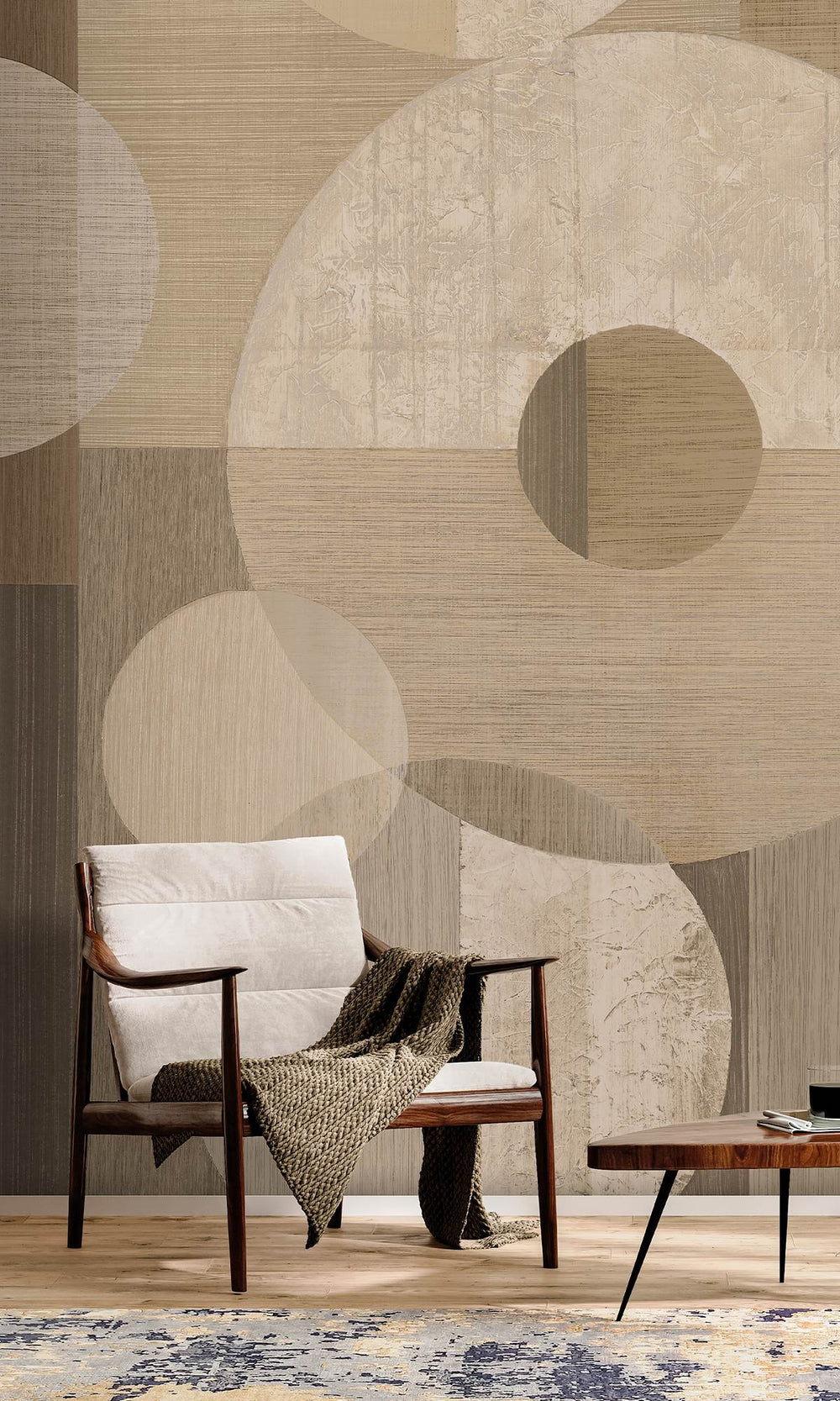 Wise Owl & Nightingale Geometric Faux Wood Collage Wallpaper RM9068