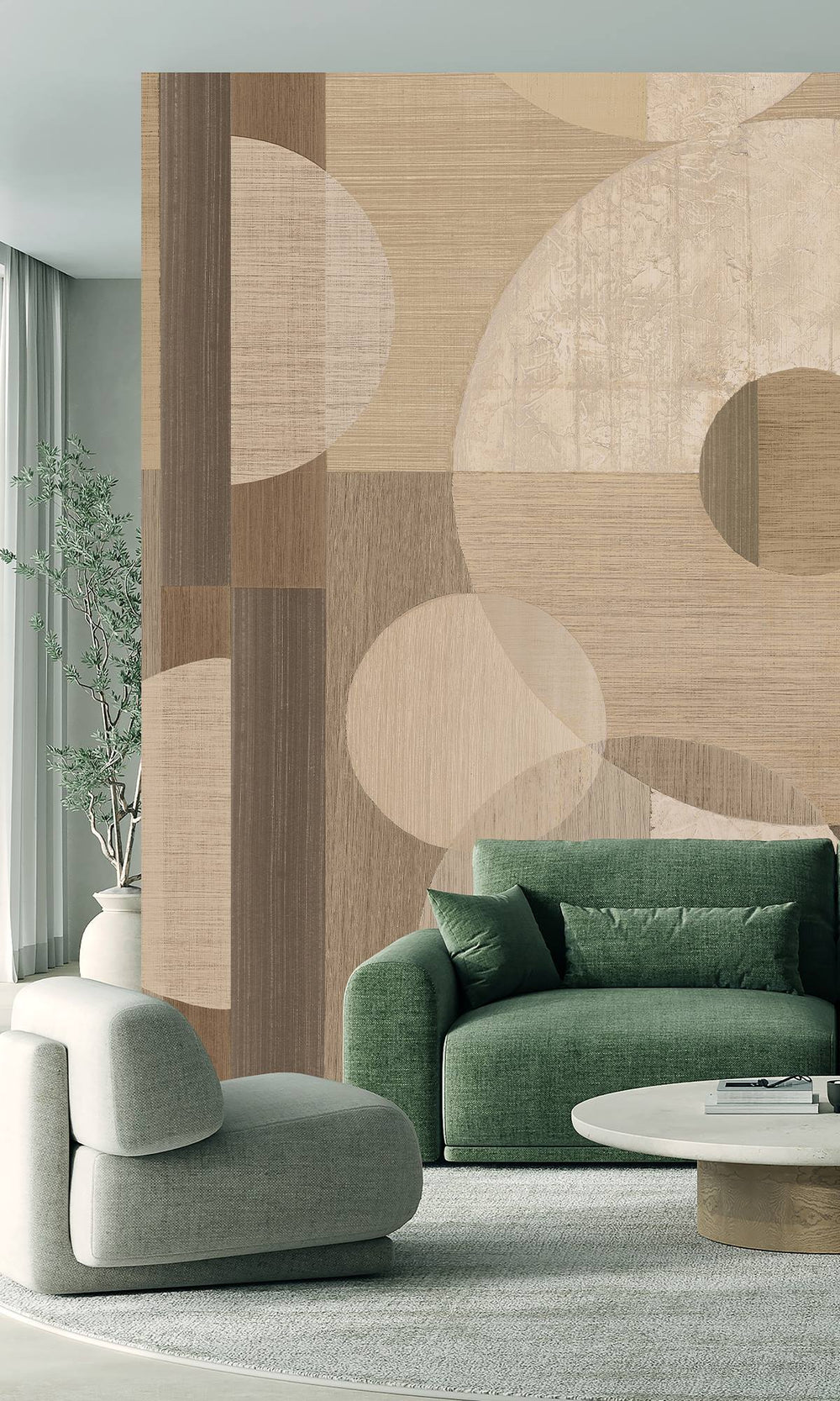 Wise Owl & Nightingale Geometric Faux Wood Collage Wallpaper RM9068