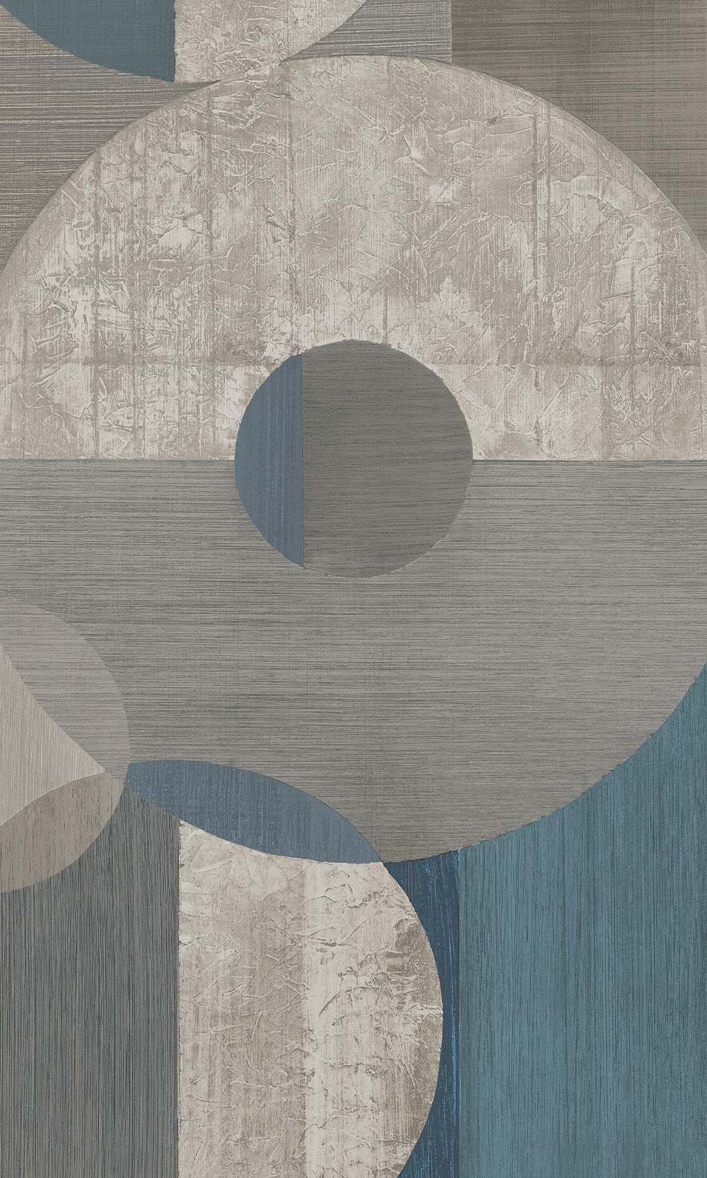 Orion Blue & Grey Porcelain Geometric Faux Wood Collage Wallpaper RM9069