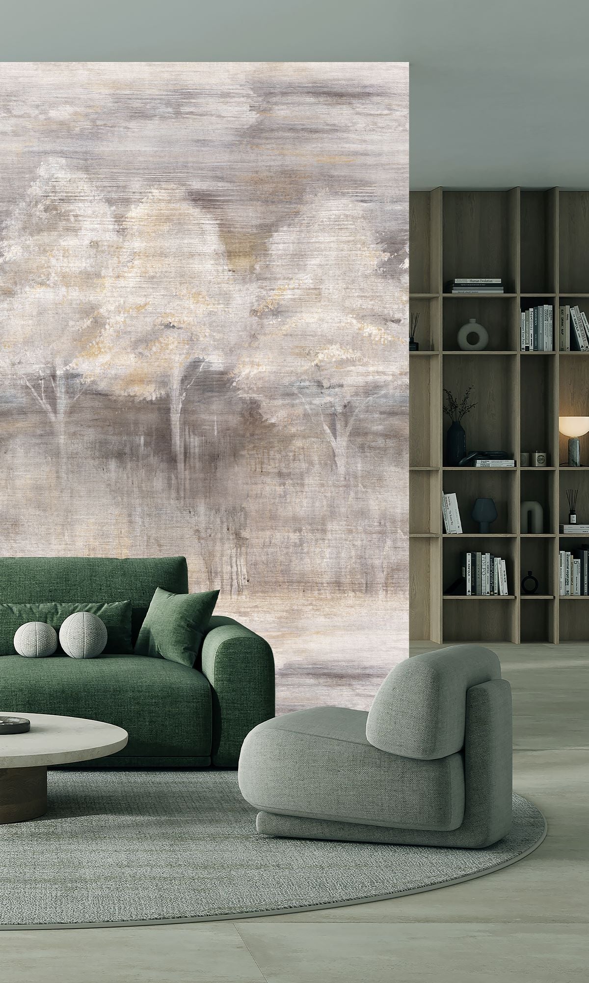 Pergament & Grey Chateau Screen Printed Forest Edge Wallpaper RM9071