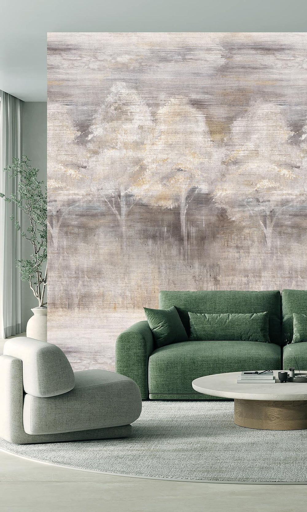 Pergament & Grey Chateau Screen Printed Forest Edge Wallpaper RM9071