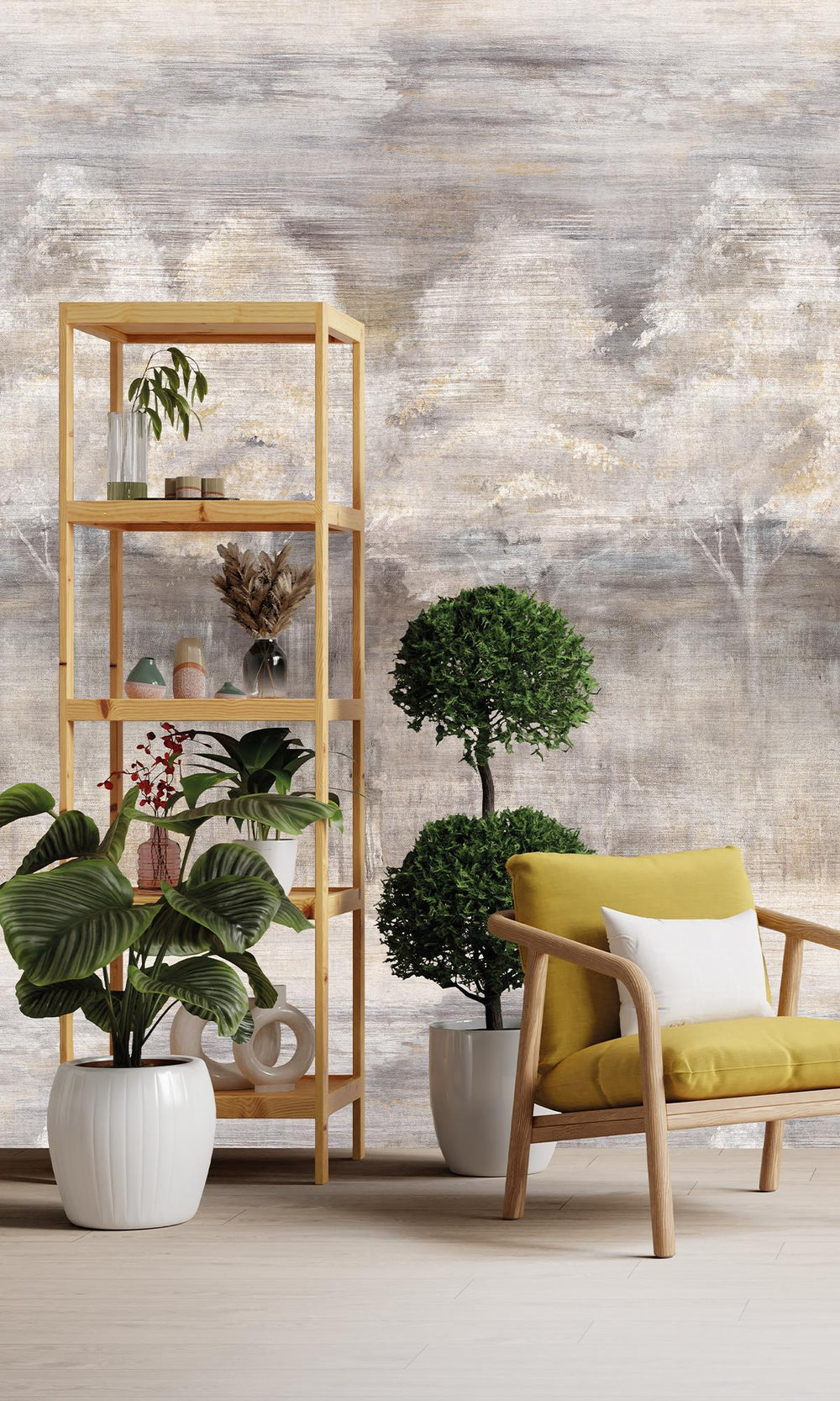 Pergament & Grey Chateau Screen Printed Forest Edge Wallpaper RM9071