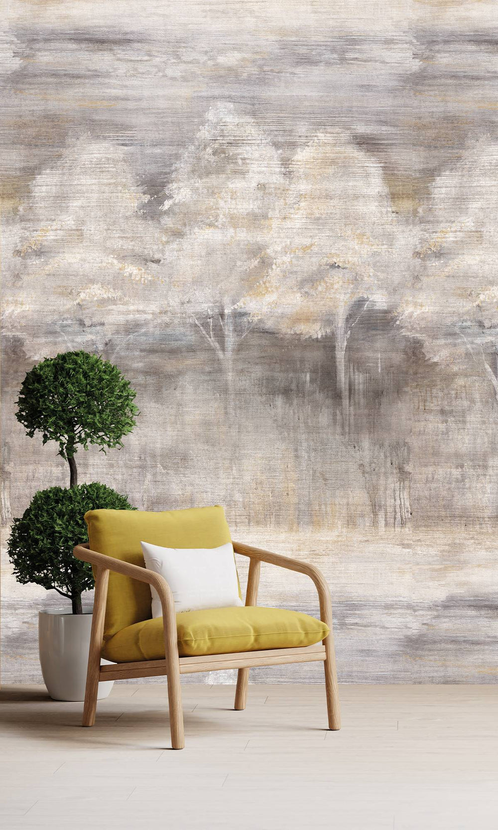 Pergament & Grey Chateau Screen Printed Forest Edge Wallpaper RM9071