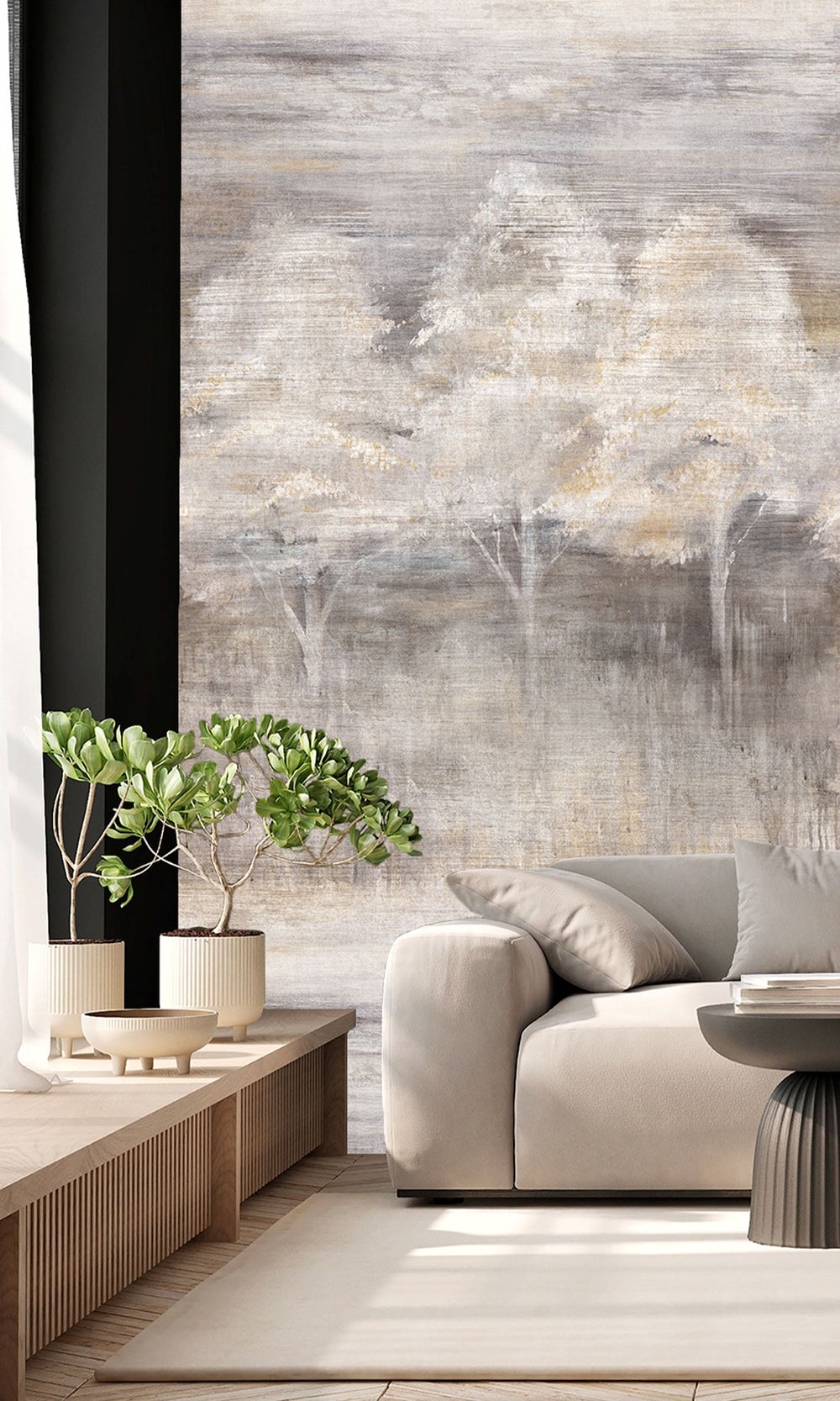Pergament & Grey Chateau Screen Printed Forest Edge Wallpaper RM9071