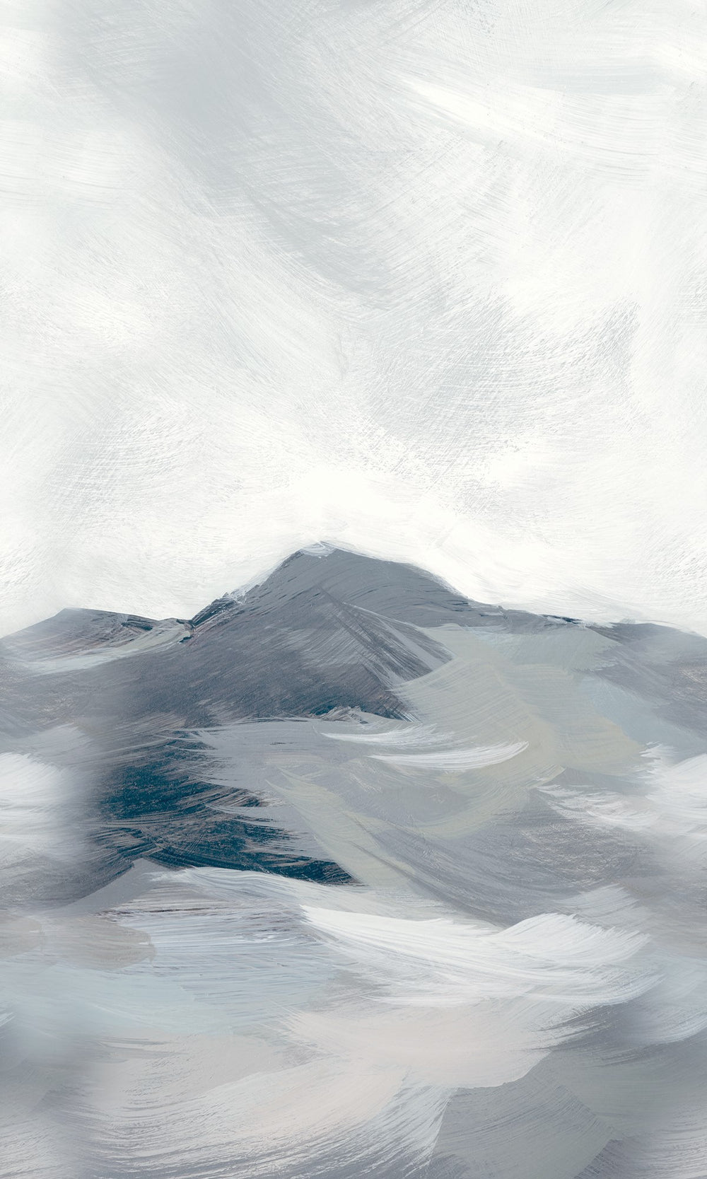 Sailor Blue & Spring White Mountain Landscape in Watercolor Wallpaper RM9073