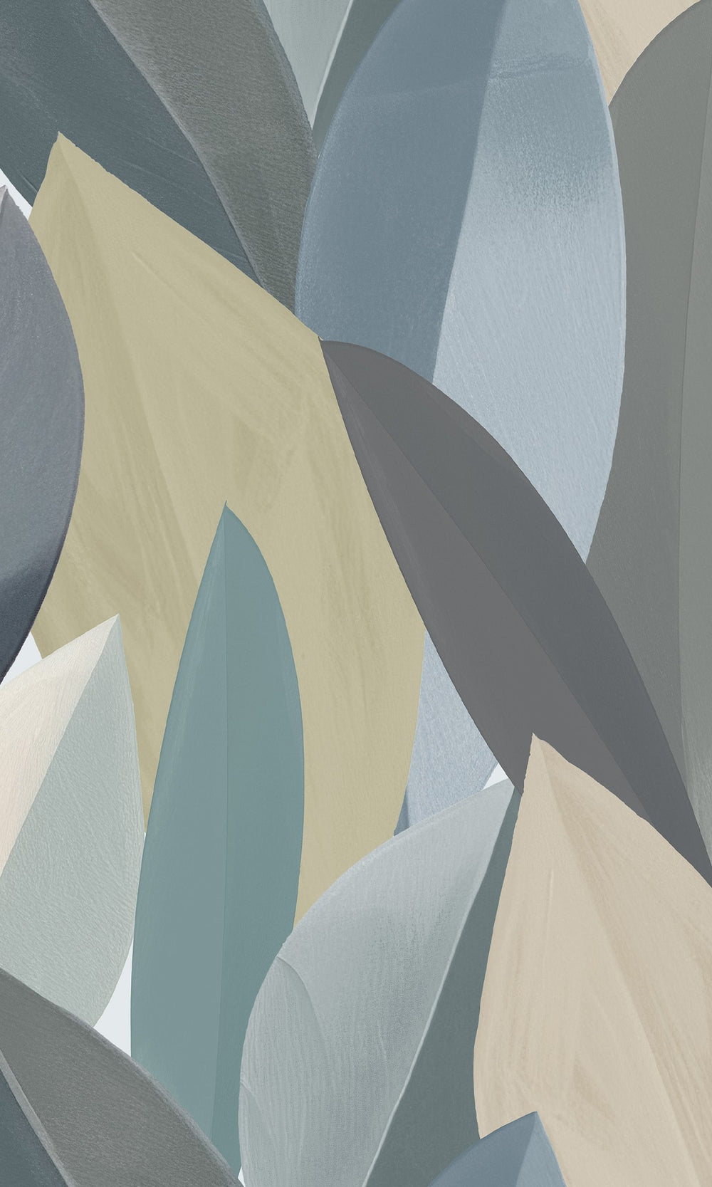 Periglacial Blue & Horizon Grey Overlapping Watercolor Leaves Wallpaper RM9075