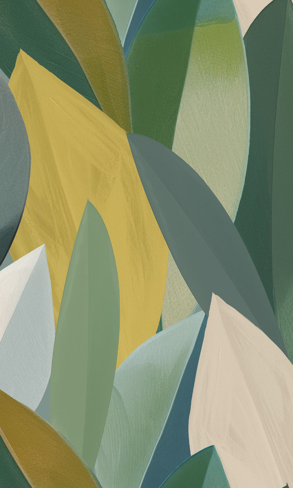 Moss Vale & Spanish Bistre Overlapping Watercolor Leaves Wallpaper RM9076