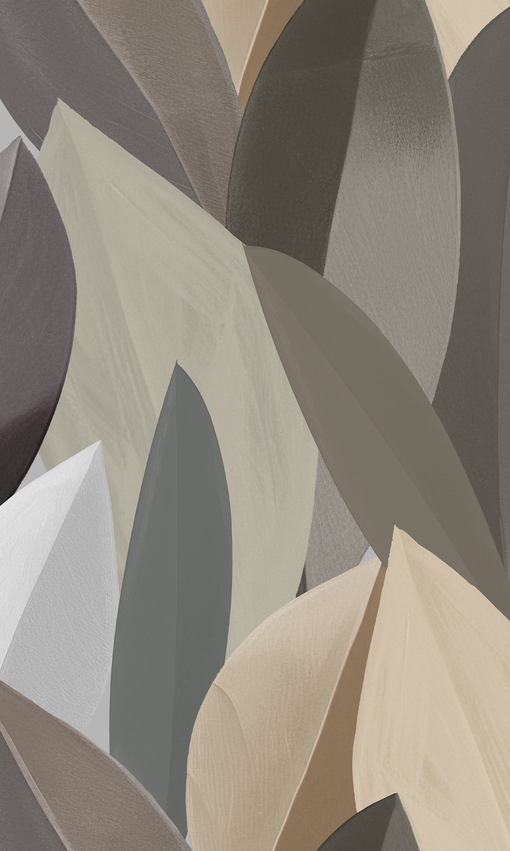 Agate Grey &Frosted Almond Overlapping Watercolor Leaves Wallpaper RM9077