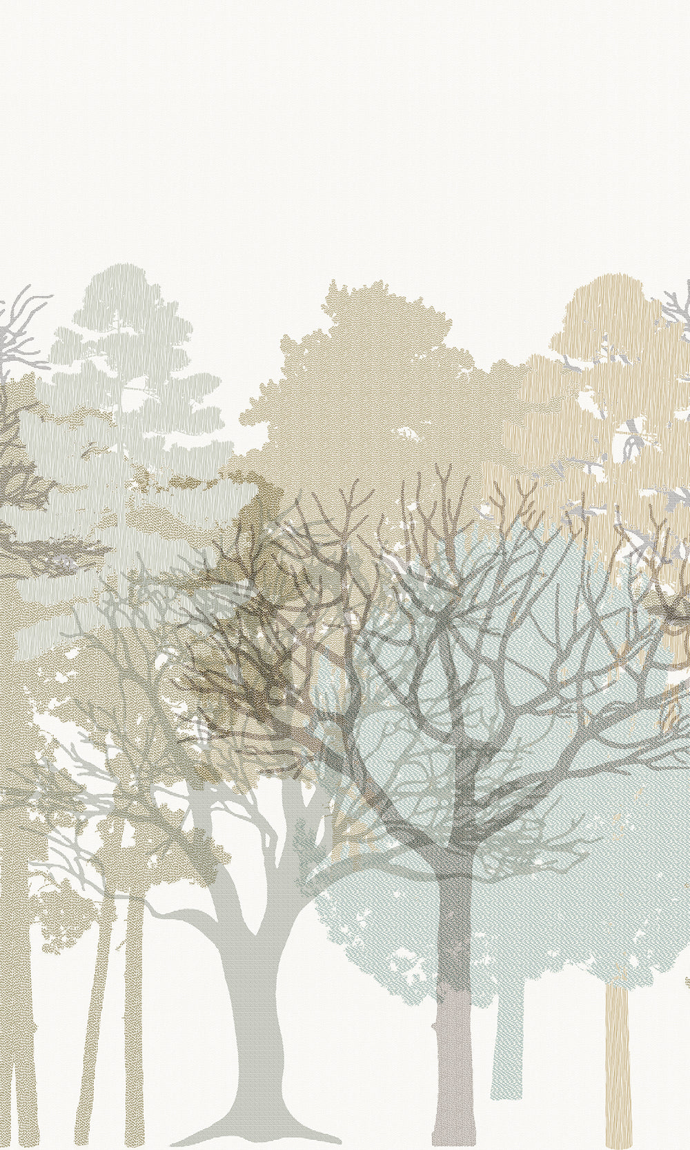 Classic Chalk & Trellised Ivy Forest Silhouette Mural RM9078