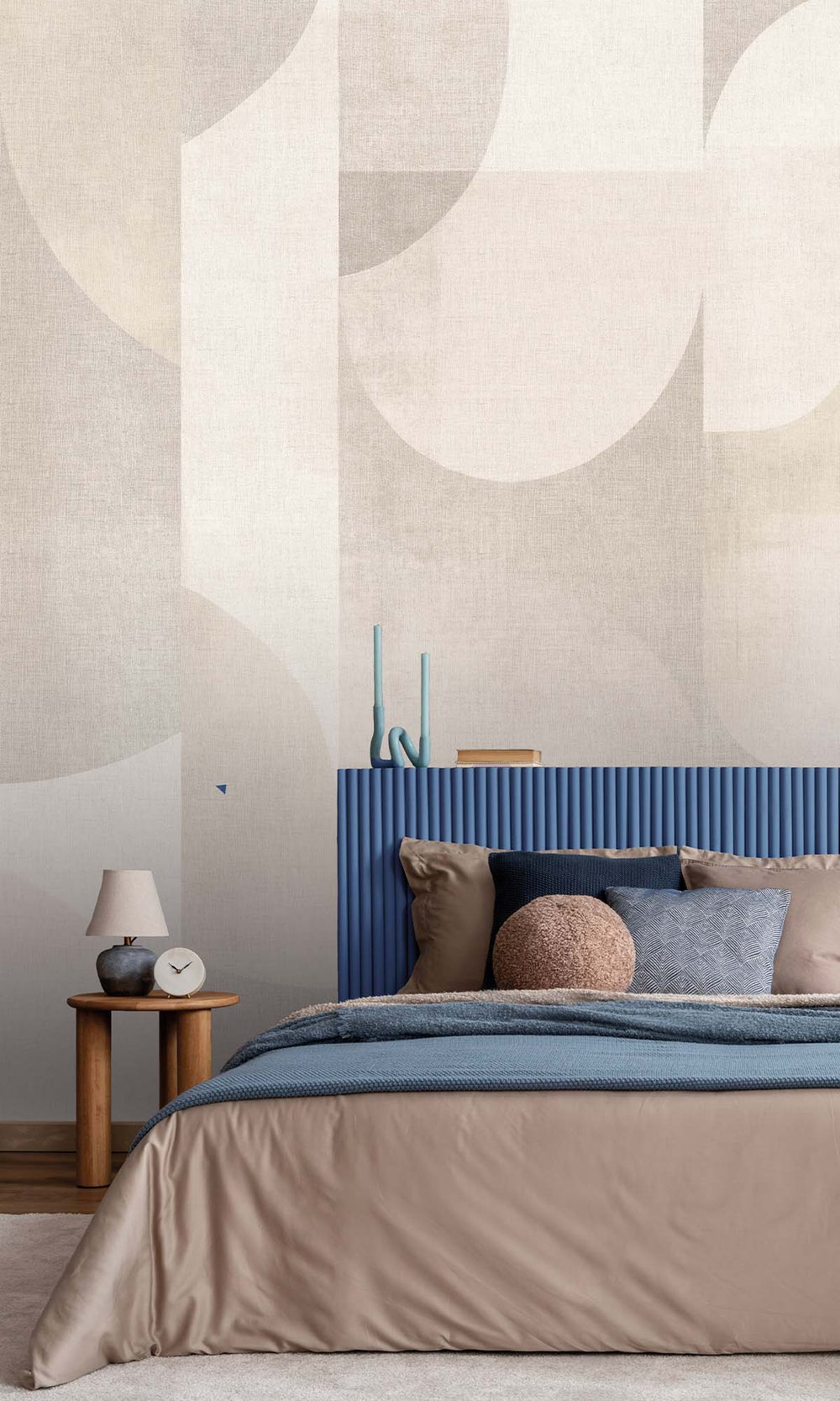 Cream Retro Geometric Abstract Residential Mural RM9083