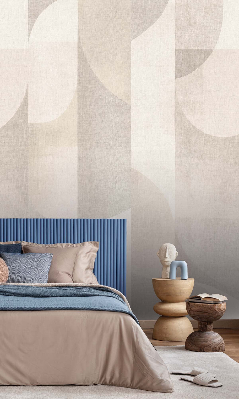 Cream Retro Geometric Abstract Residential Mural RM9083