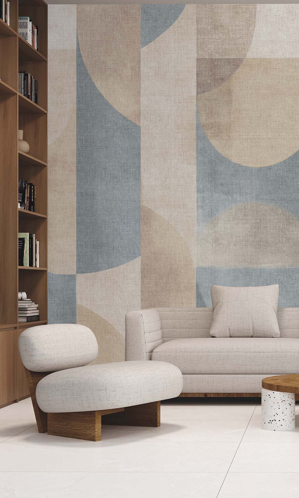 Blue Fusion Retro Geometric Abstract Residential Mural RM9085