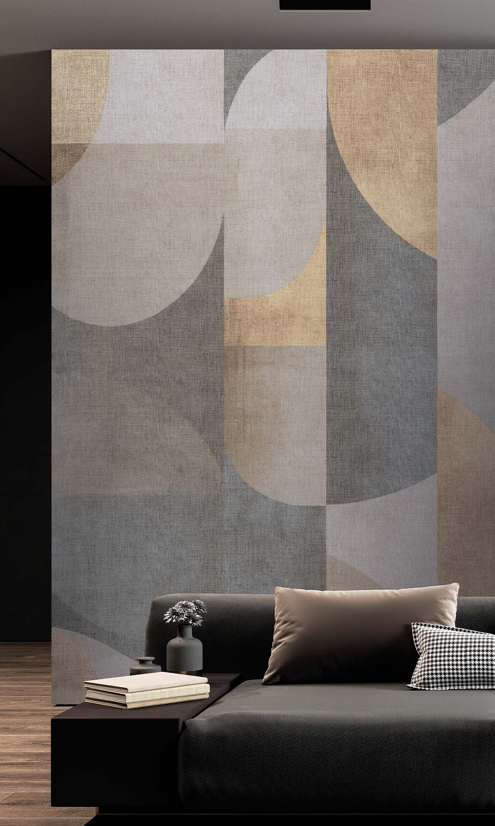 Roasted Cashew Retro Geometric Abstract Residential Mural RM9086