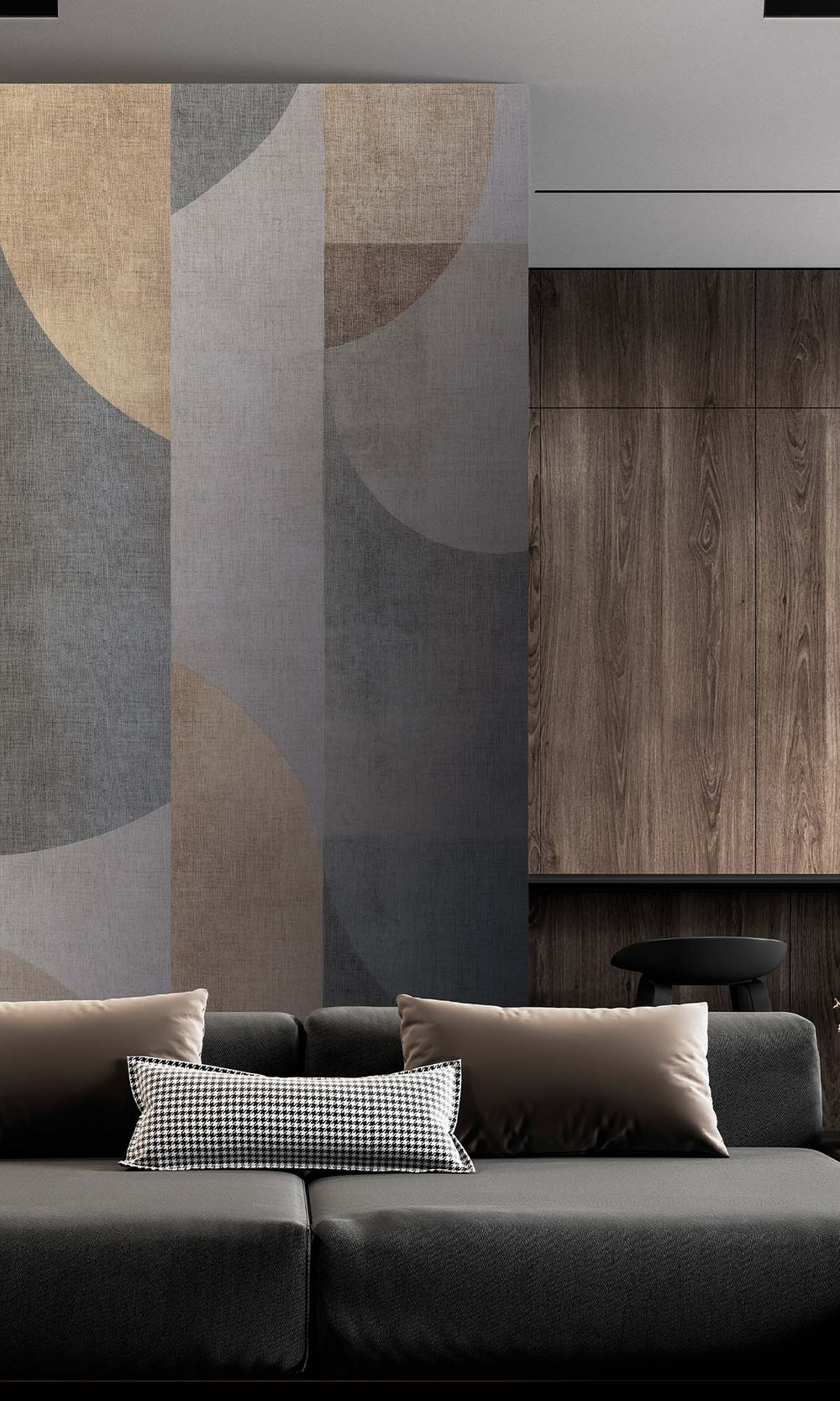 Roasted Cashew Retro Geometric Abstract Residential Mural RM9086