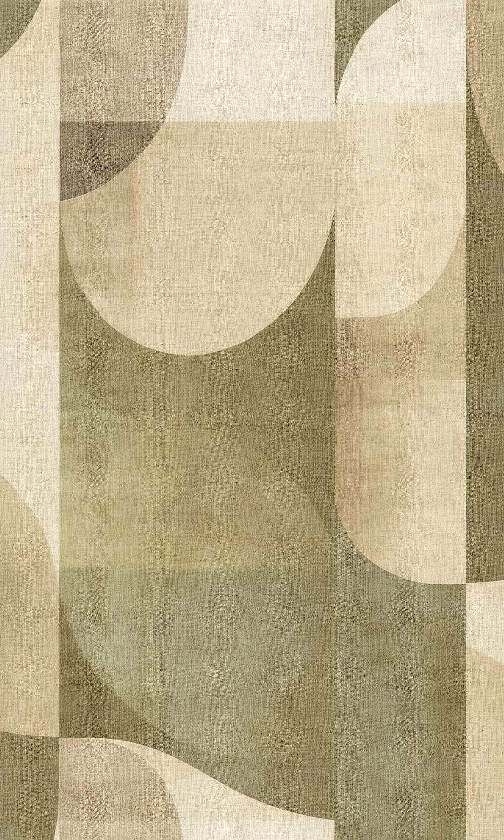 Oil Green Retro Geometric Abstract Residential Mural RM9087