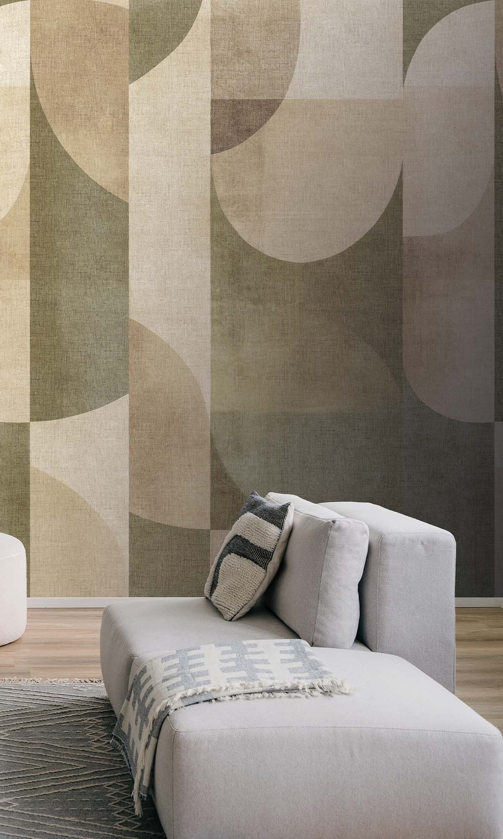 Oil Green Retro Geometric Abstract Residential Mural RM9087