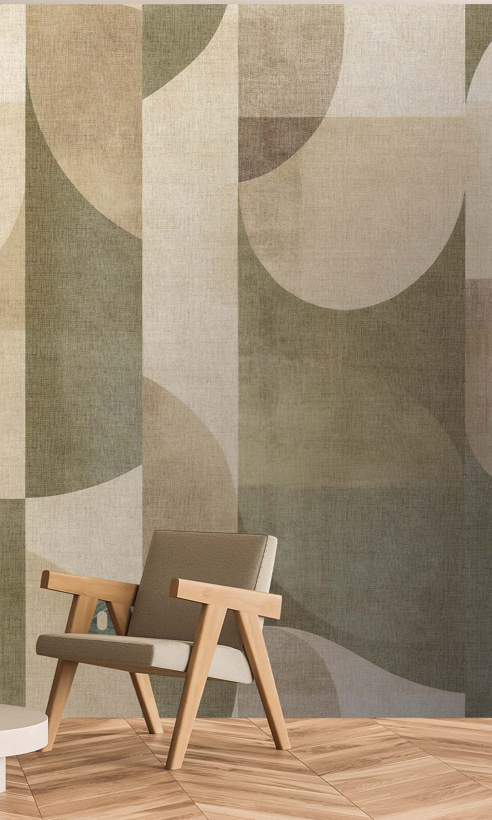 Oil Green Retro Geometric Abstract Residential Mural RM9087