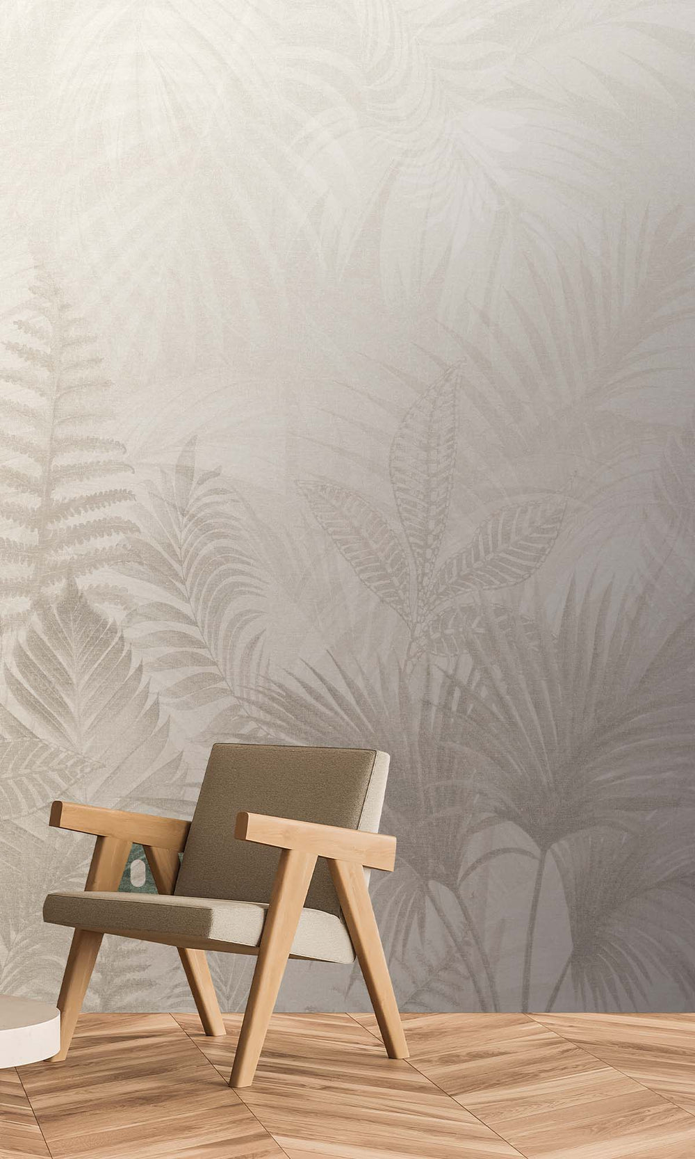 Greige Tropical Urban Jungle Residential Mural RM9088