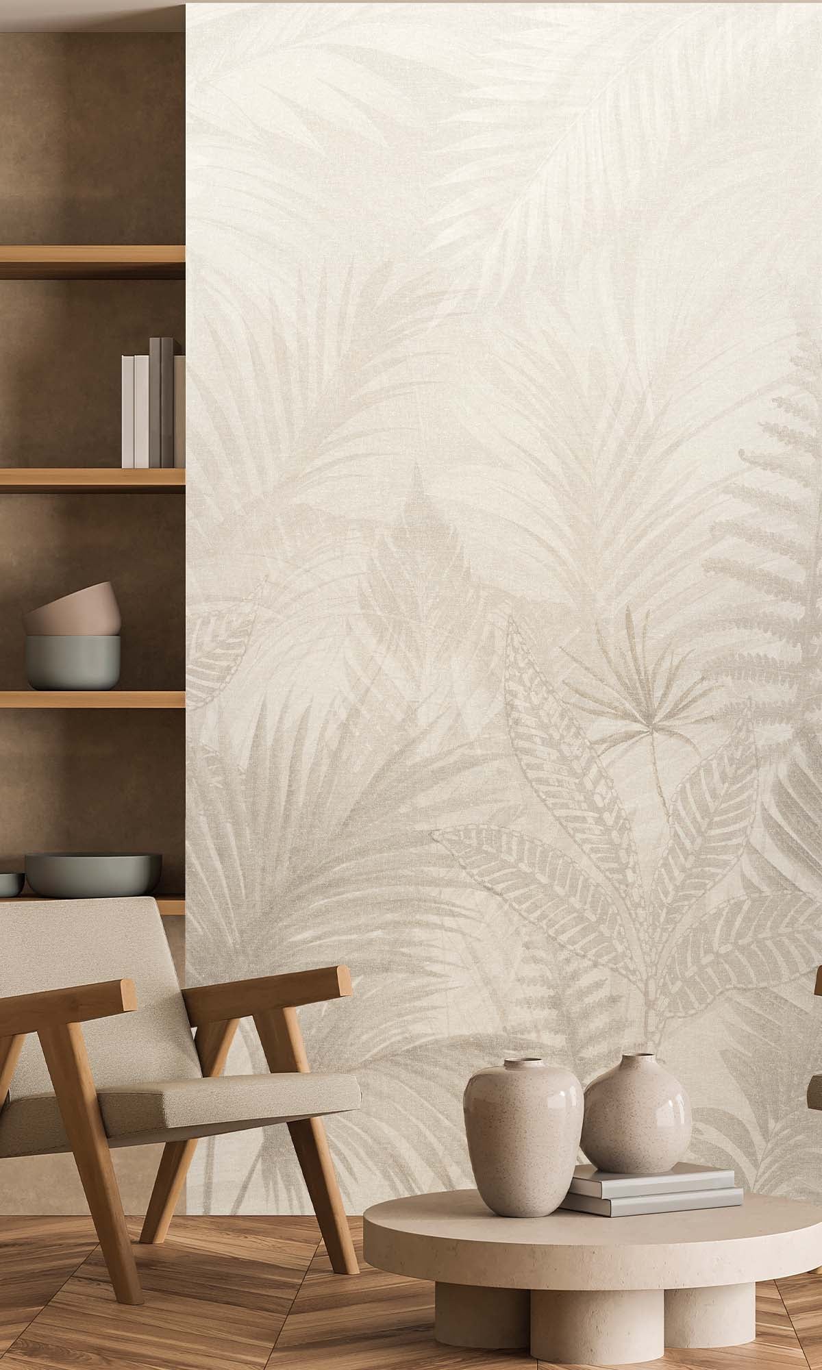 Greige Tropical Urban Jungle Residential Mural RM9088