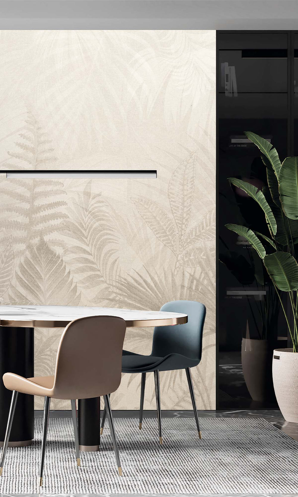 Greige Tropical Urban Jungle Residential Mural RM9088