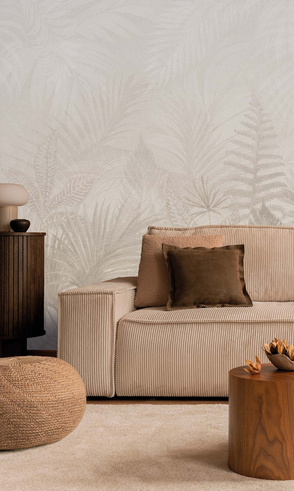 Greige Tropical Urban Jungle Residential Mural RM9088