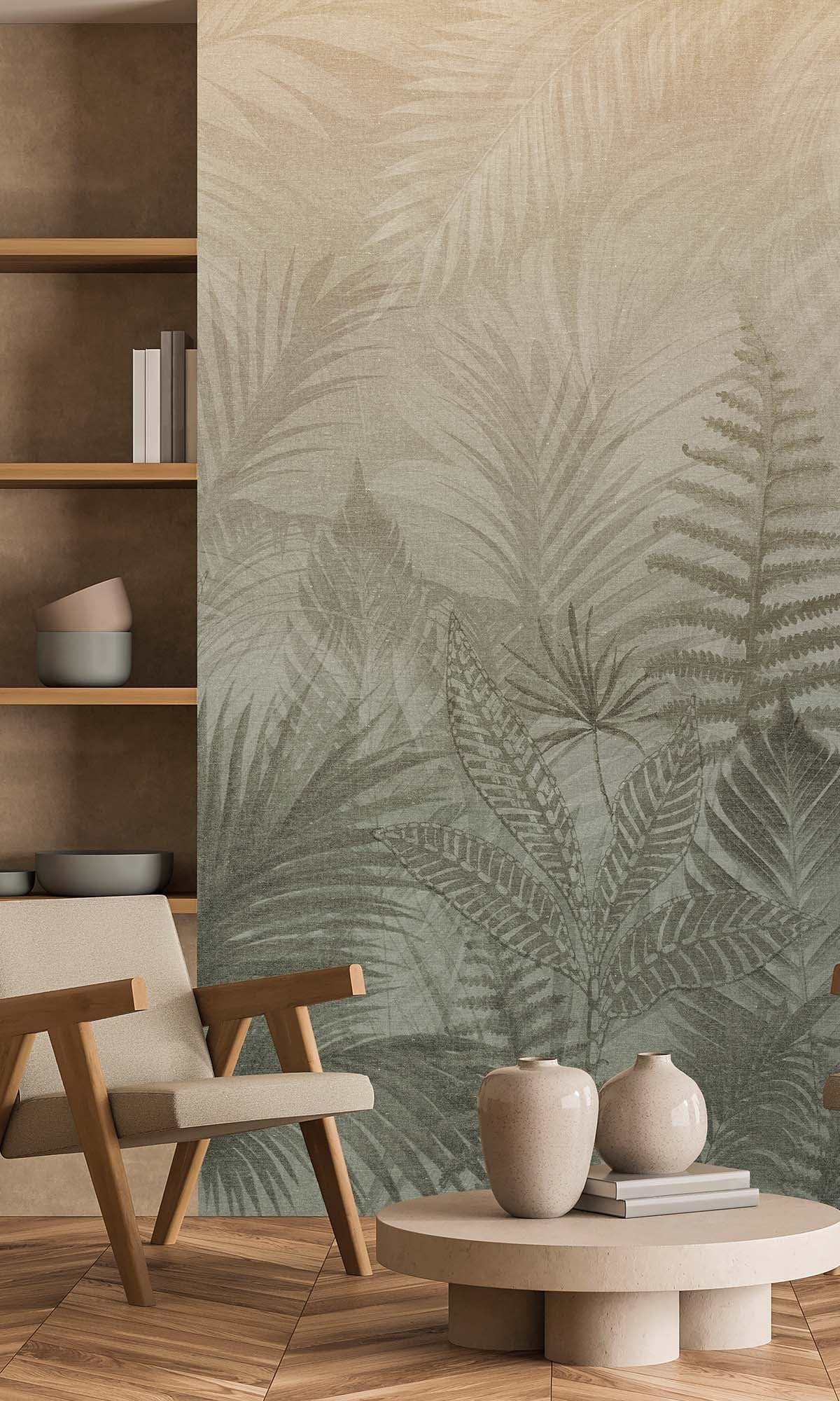 Oil Green Tropical Urban Jungle Residential Mural RM9089