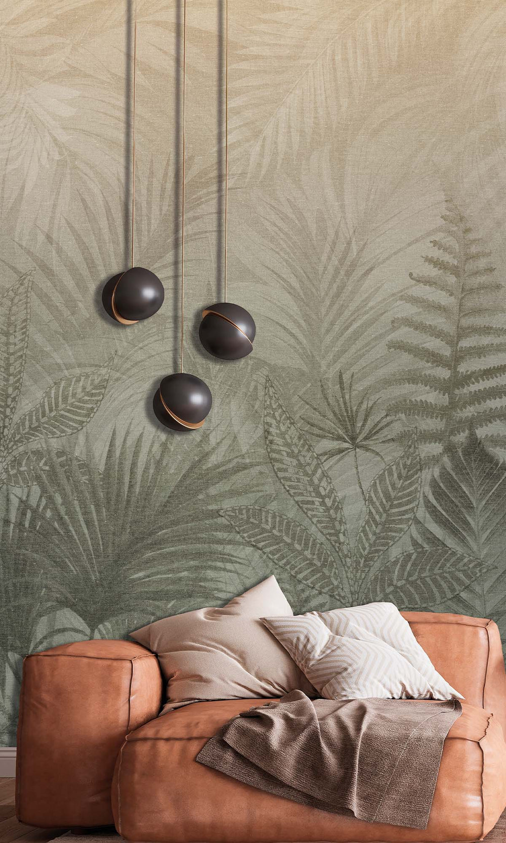 Oil Green Tropical Urban Jungle Residential Mural RM9089