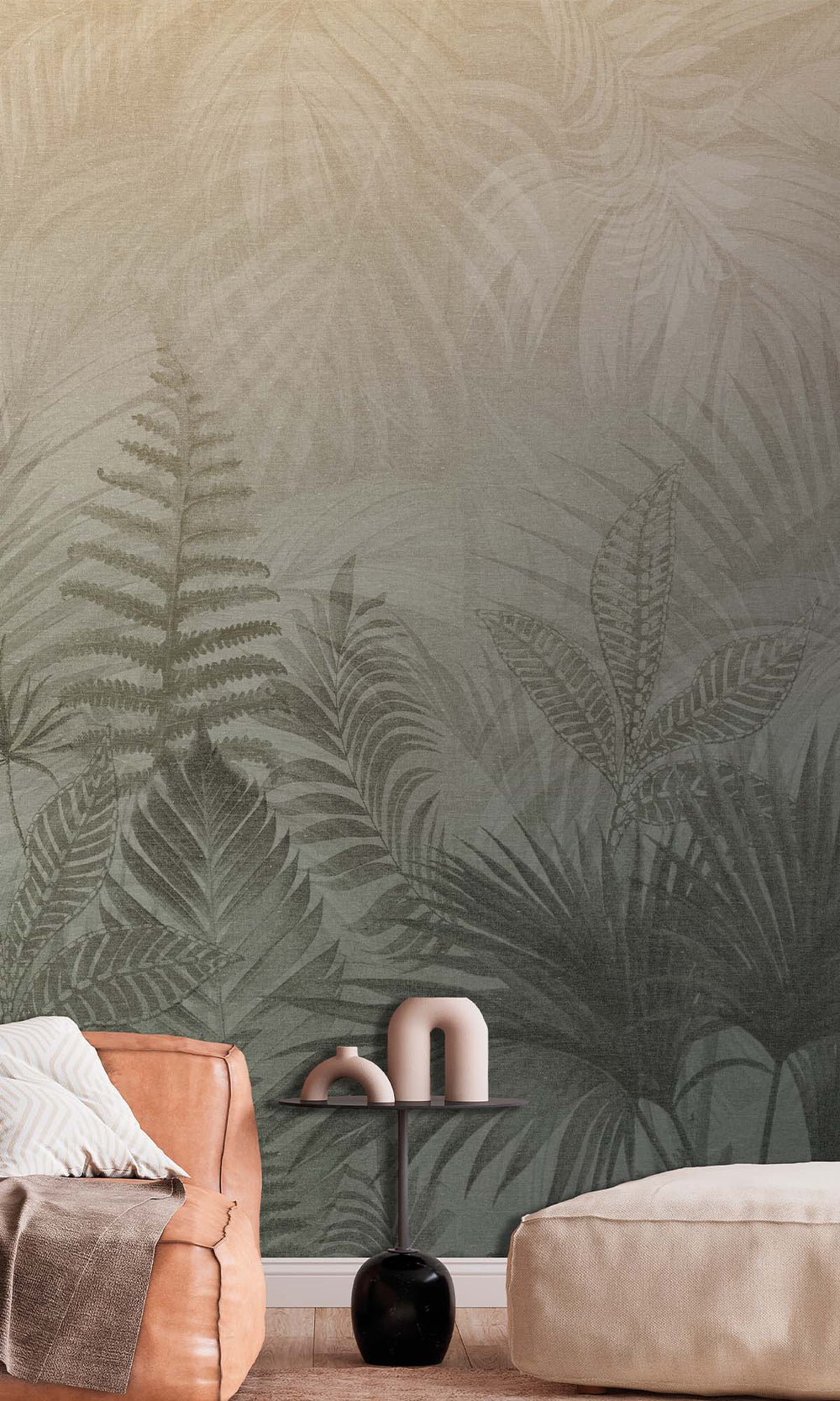 Oil Green Tropical Urban Jungle Residential Mural RM9089