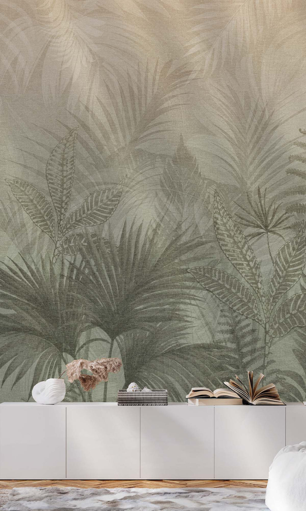 Oil Green Tropical Urban Jungle Residential Mural RM9089