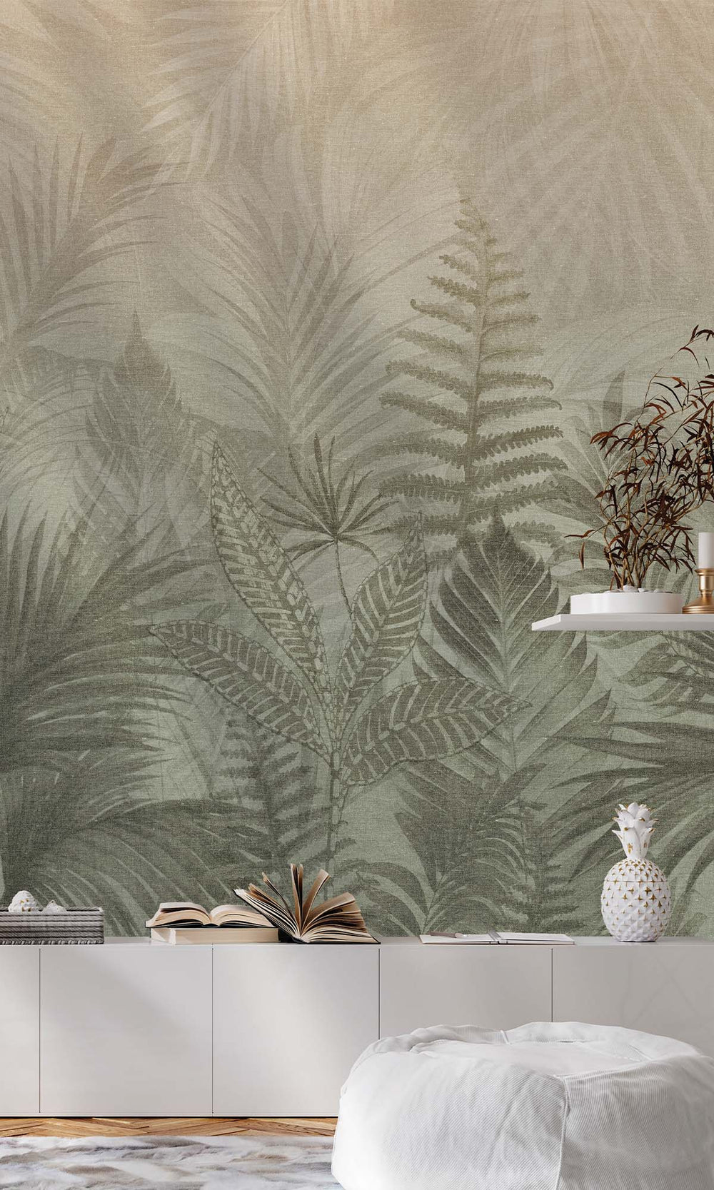 Oil Green Tropical Urban Jungle Residential Mural RM9089