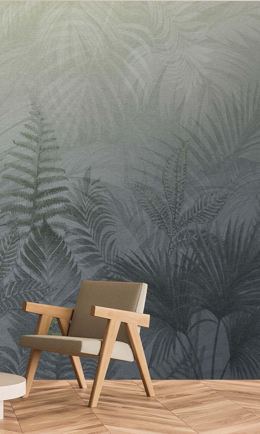 Blue Fusion Tropical Urban Jungle Residential Mural RM9090