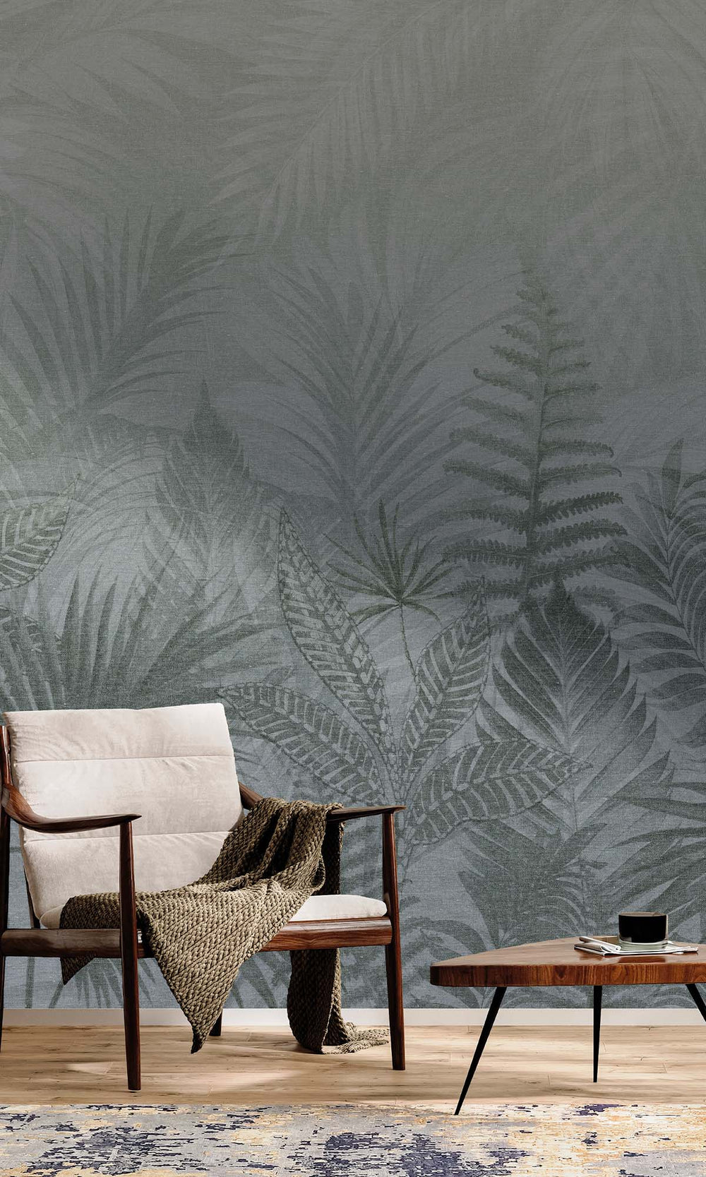 Blue Fusion Tropical Urban Jungle Residential Mural RM9090