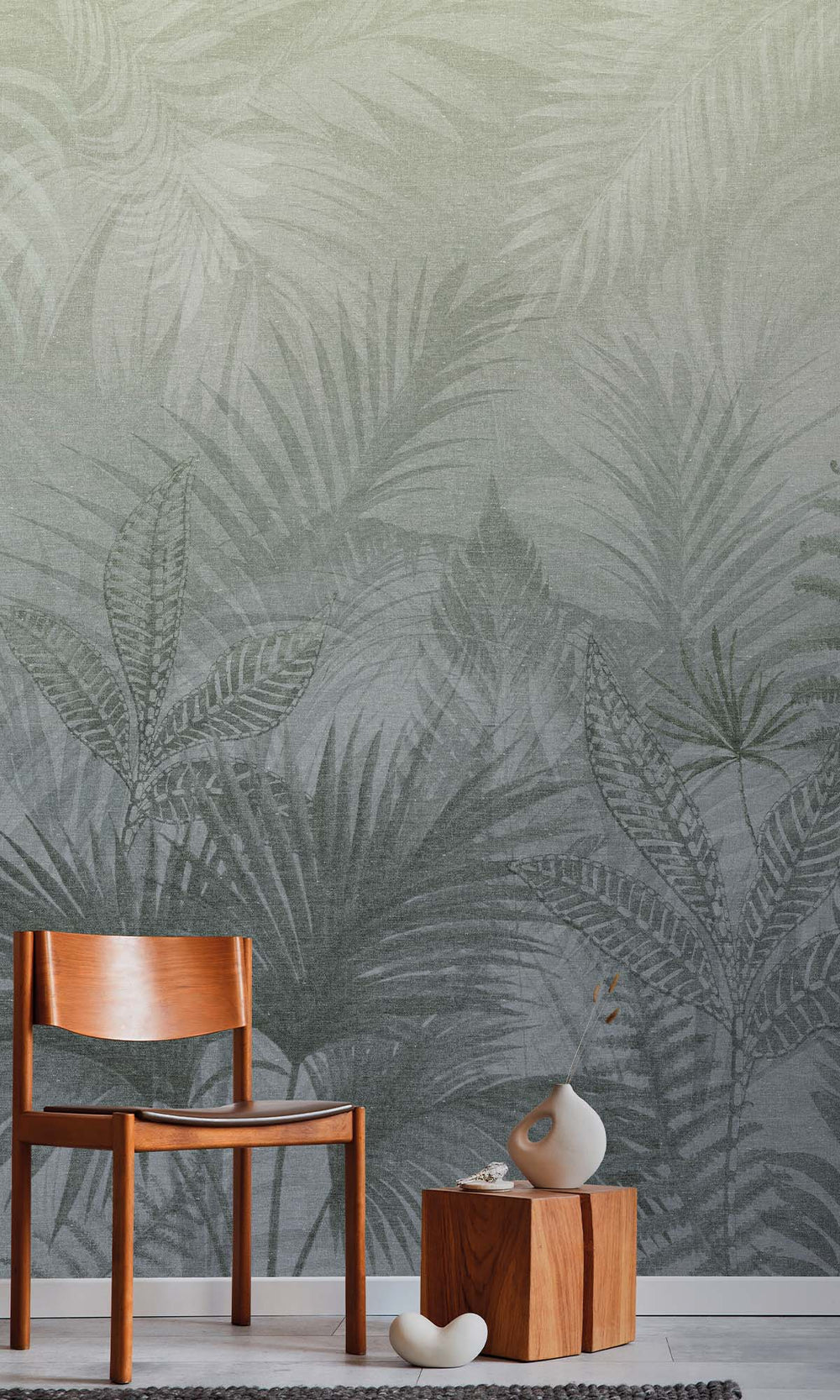 Blue Fusion Tropical Urban Jungle Residential Mural RM9090