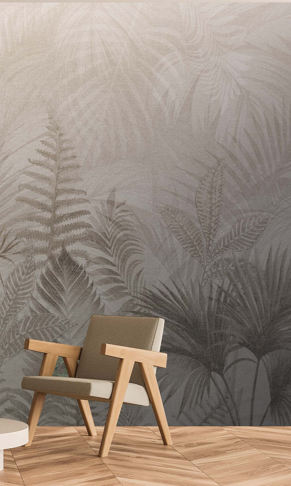 Taupe Tropical Urban Jungle Residential Mural RM9092