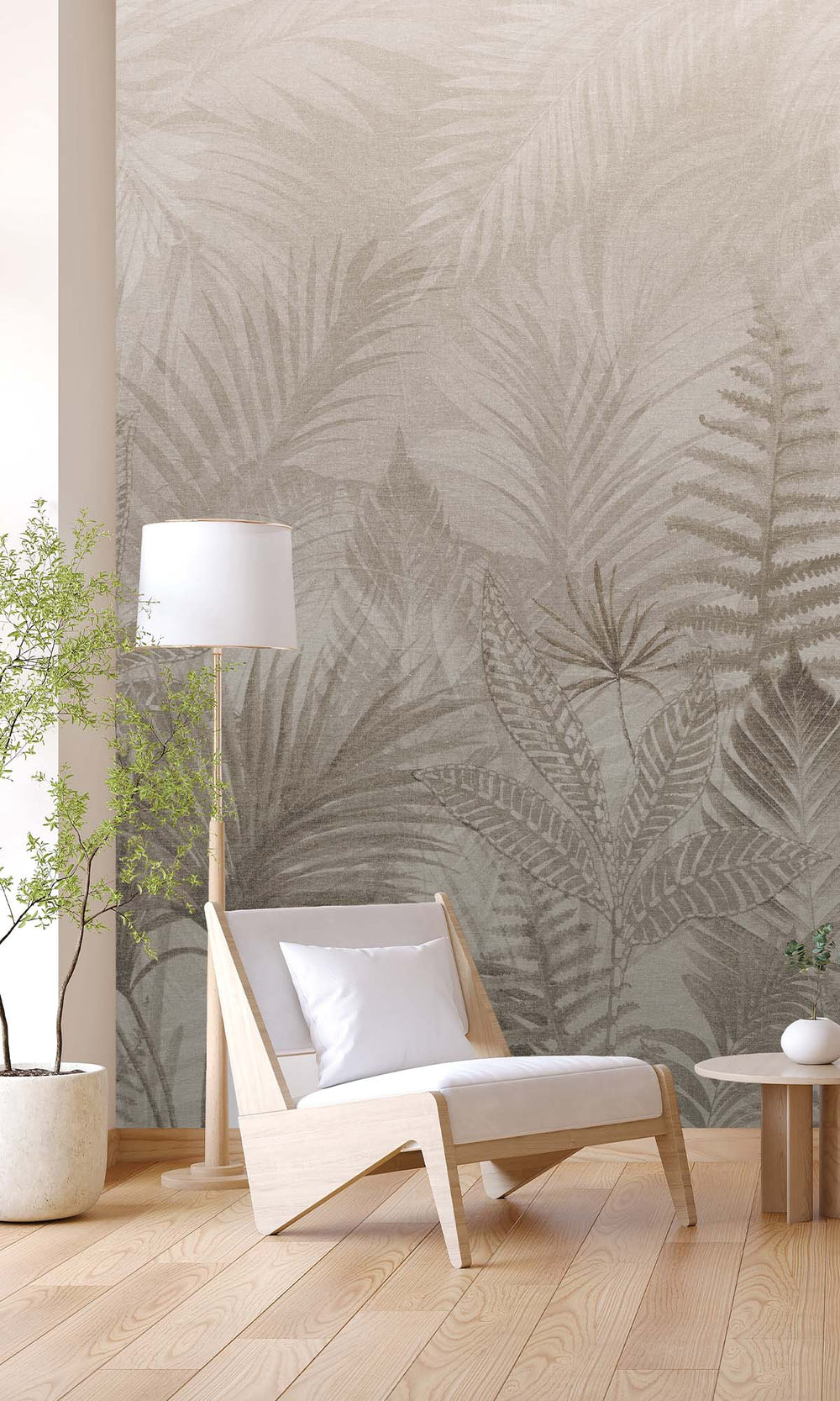 Taupe Tropical Urban Jungle Residential Mural RM9092