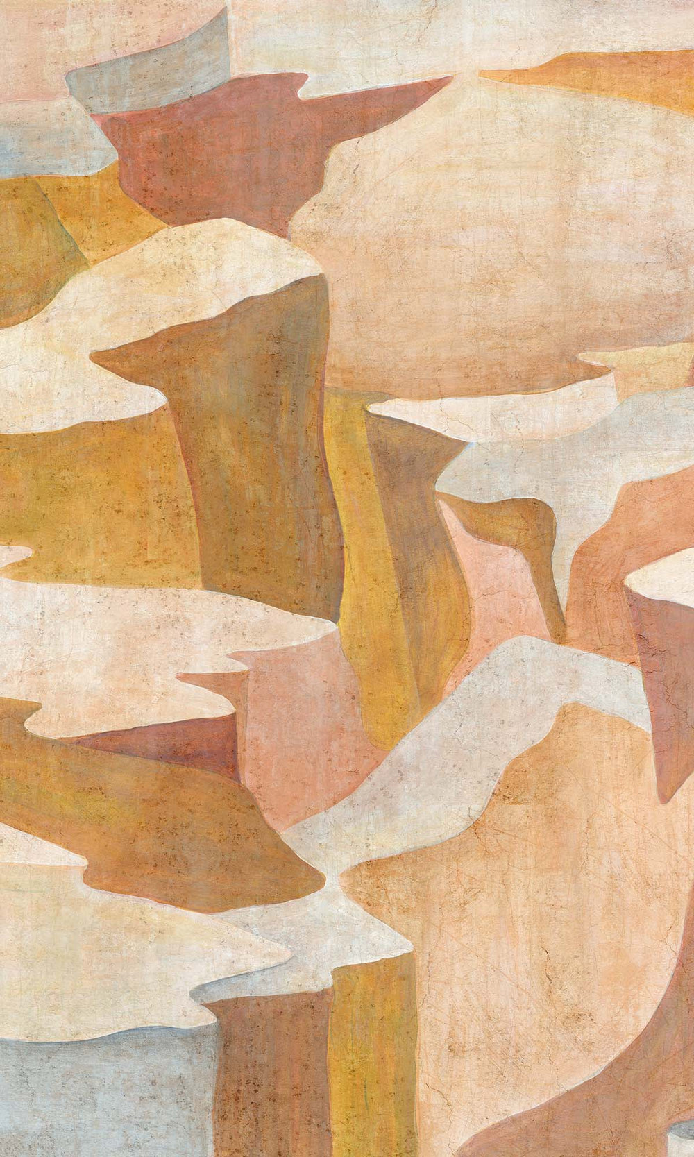 Mustard Abstract Coastlines Residential Mural RM9102