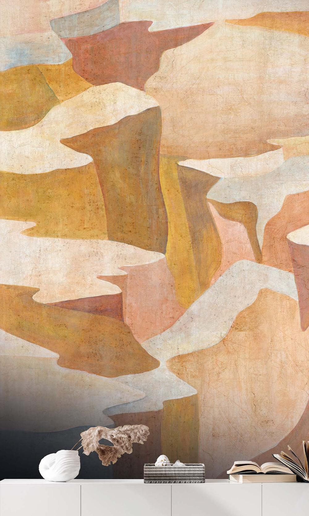 Mustard Abstract Coastlines Residential Mural RM9102