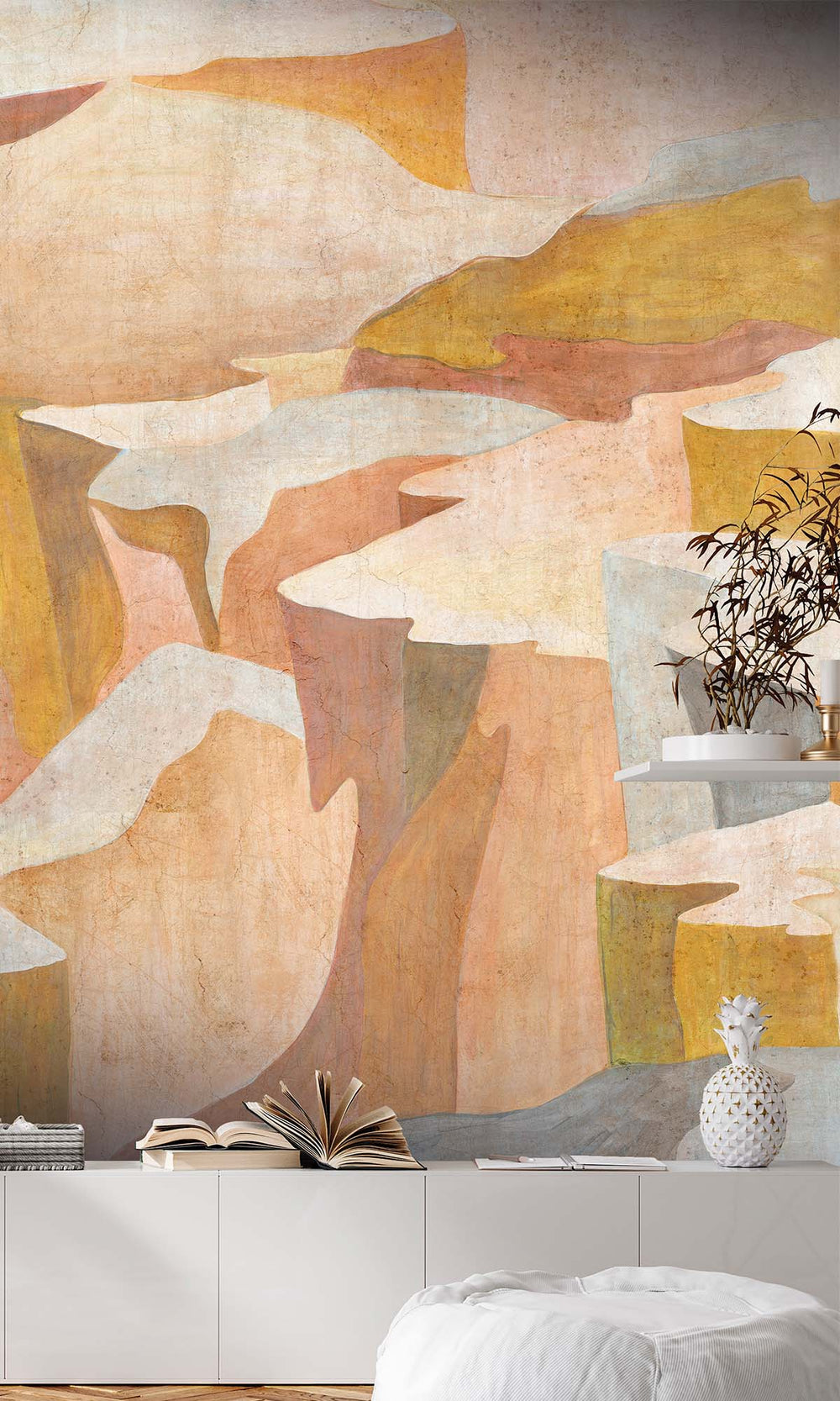 Mustard Abstract Coastlines Residential Mural RM9102