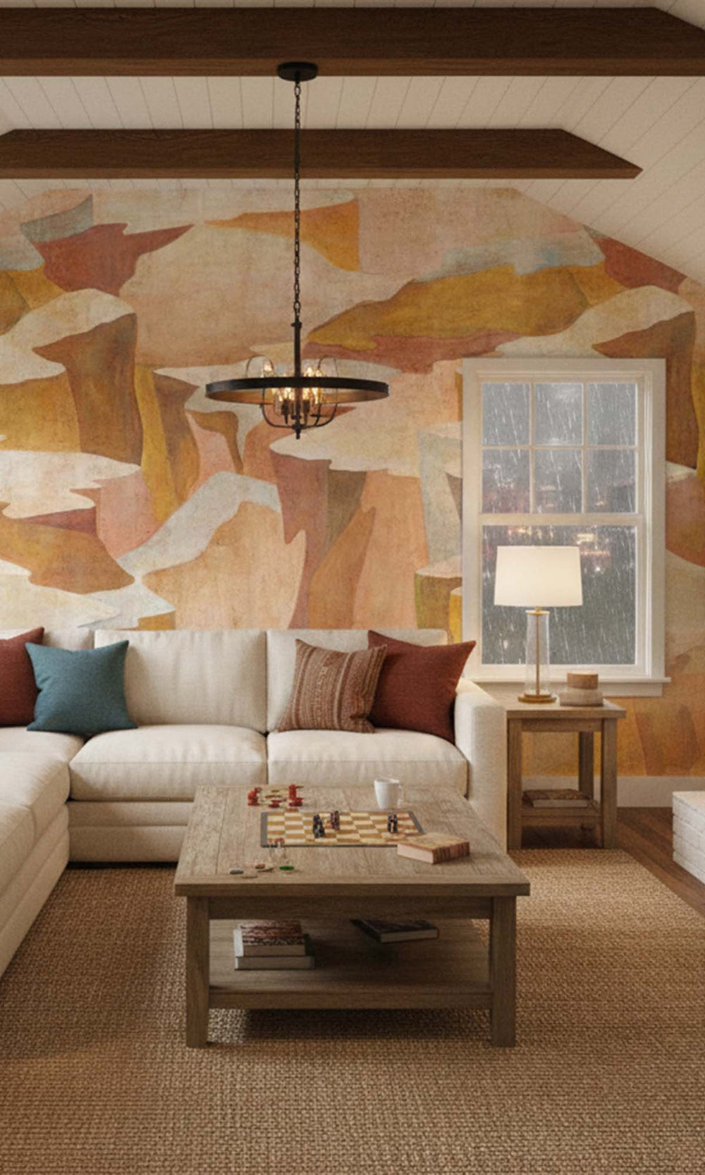 Mustard Abstract Coastlines Residential Mural RM9102
