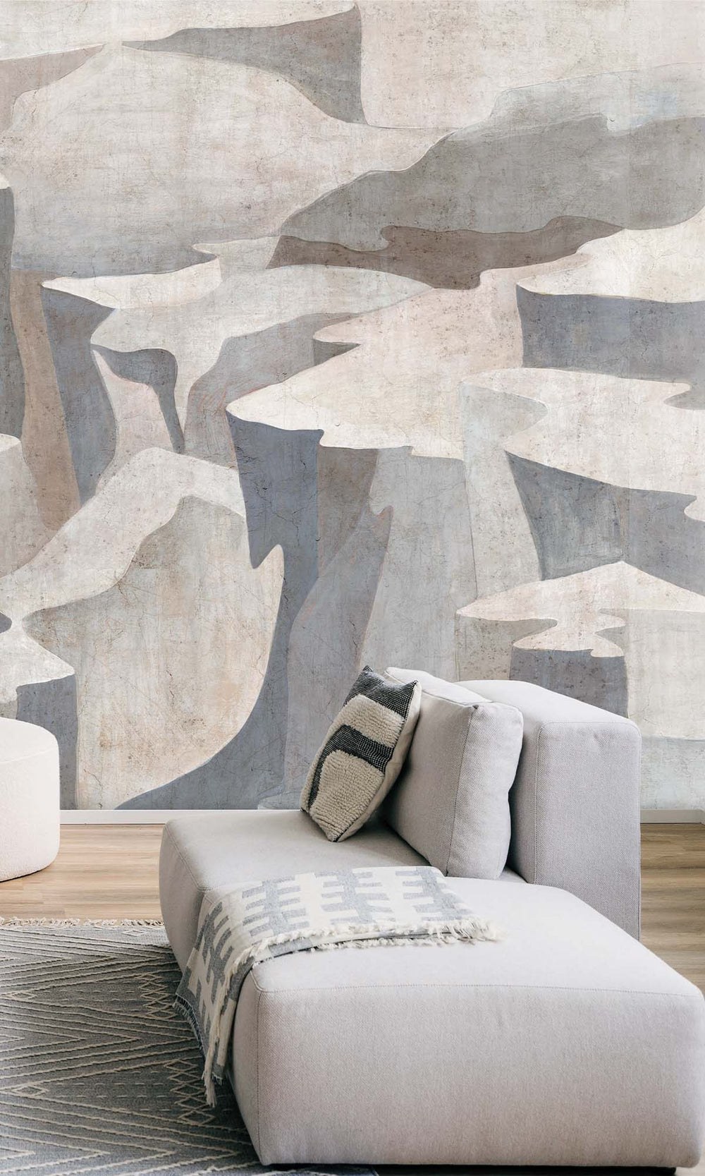 Ice Grey Abstract Coastlines Residential Mural RM9104
