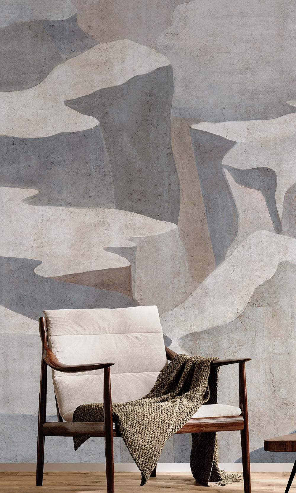 Ice Grey Abstract Coastlines Residential Mural RM9104