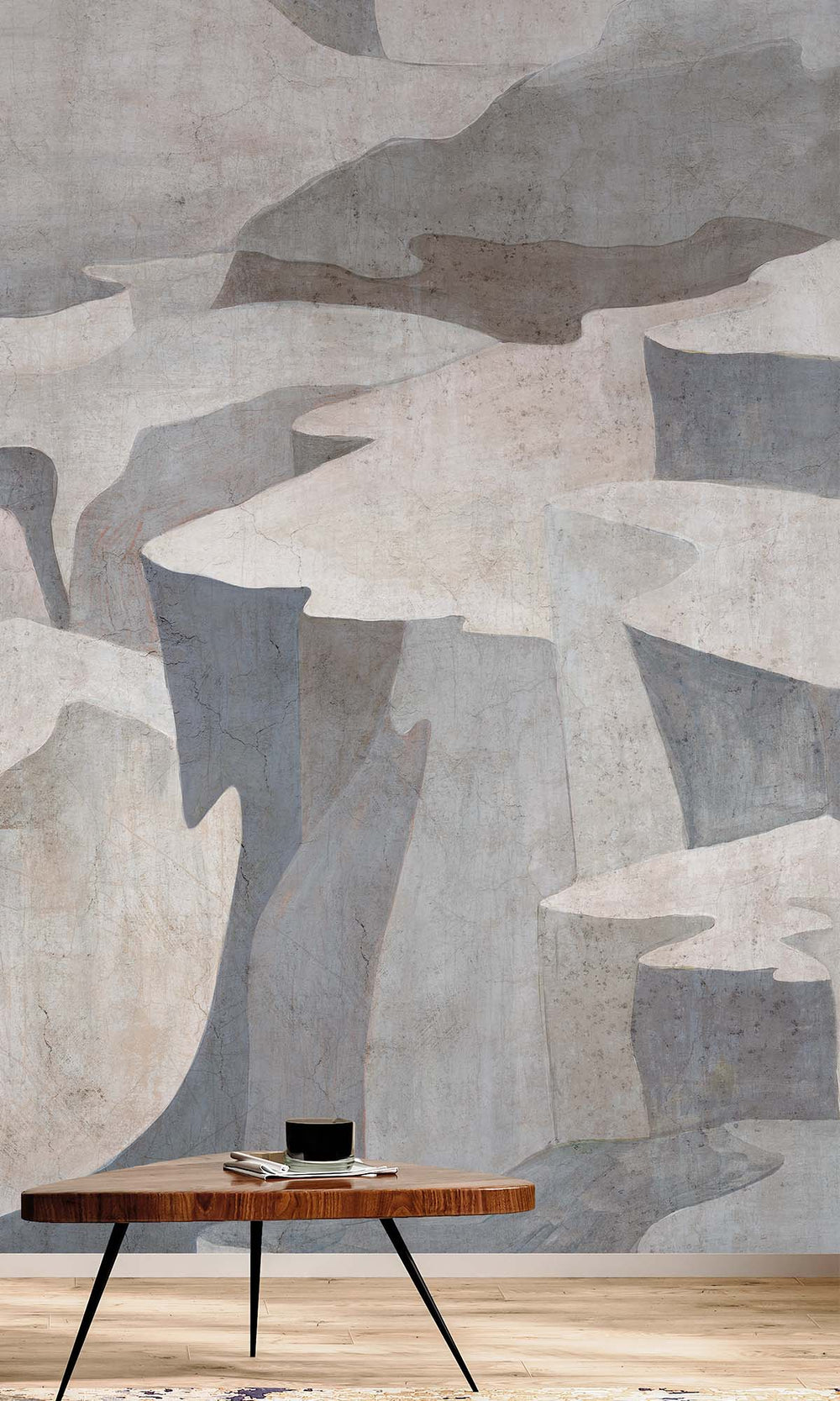 Ice Grey Abstract Coastlines Residential Mural RM9104