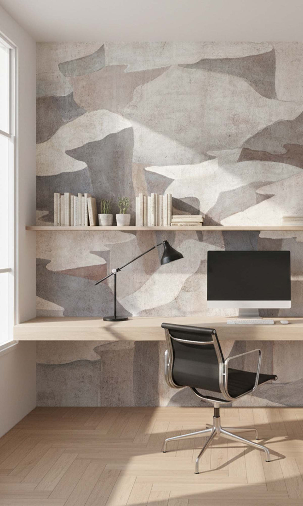 Ice Grey Abstract Coastlines Residential Mural RM9104