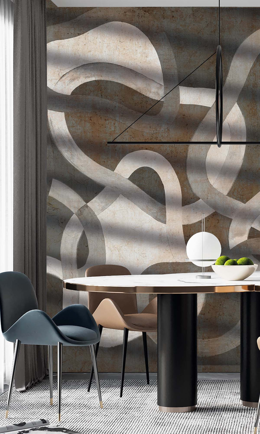 Phantom Mist Geometric Abstract Residential Mural RM9106