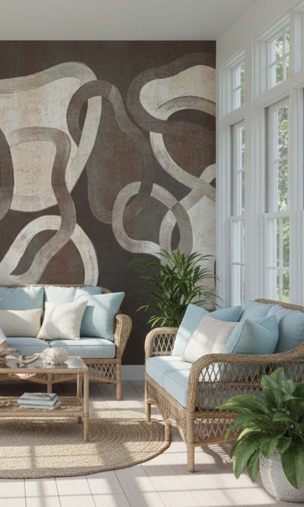 Phantom Mist Geometric Abstract Residential Mural RM9106