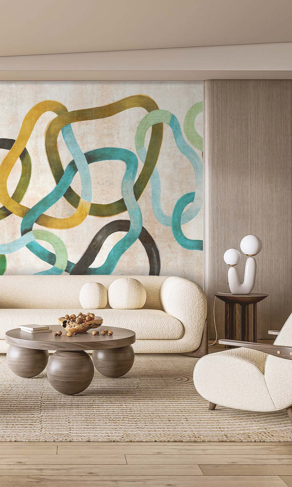Atlantique Geometric Abstract Residential Mural RM9107